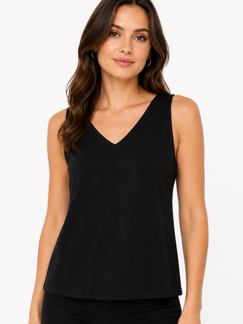 CHICOS Black V-Neck Sleeveless Camisole Tank Top 8 NWOT